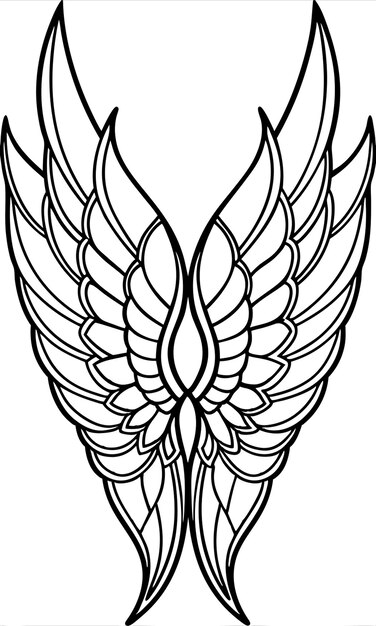 Vector tattoo half wing vector illustration line art