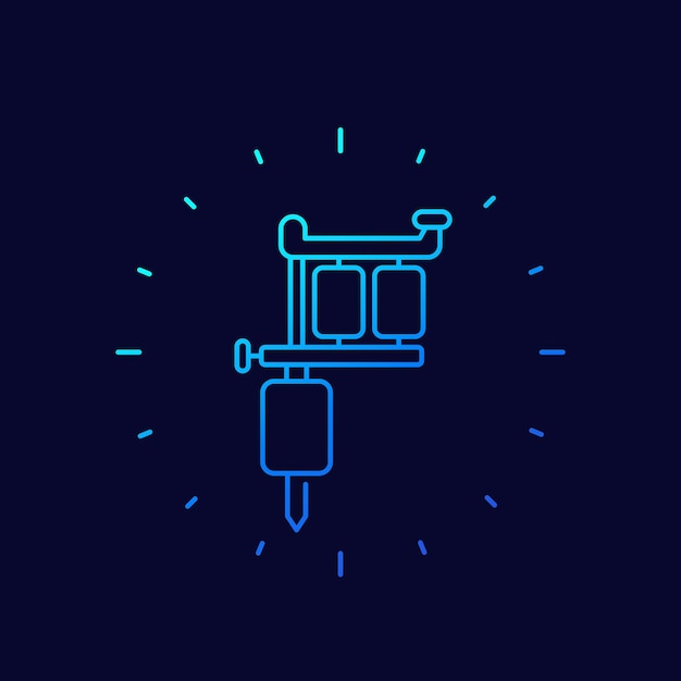 tattoo machine line vector icon