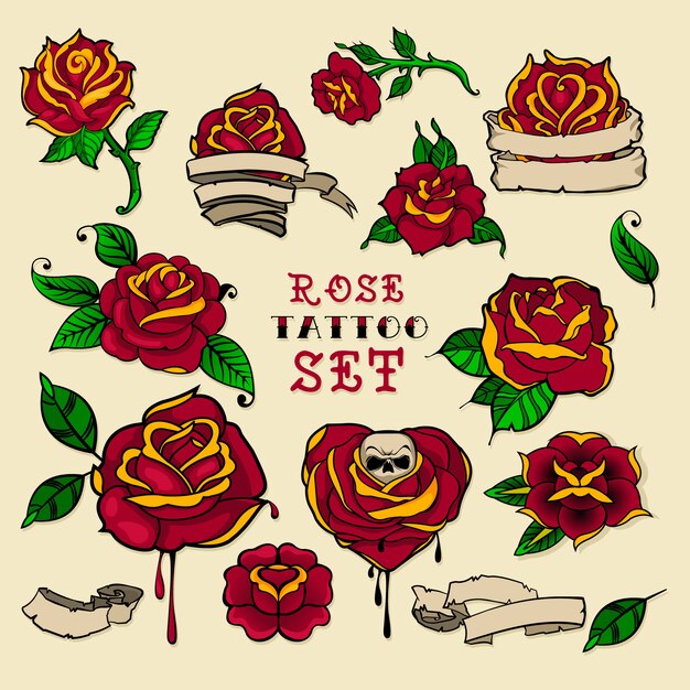 Vector tattoo roses set