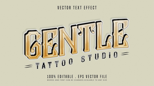 Tattoo studio 3d editable text effect font style