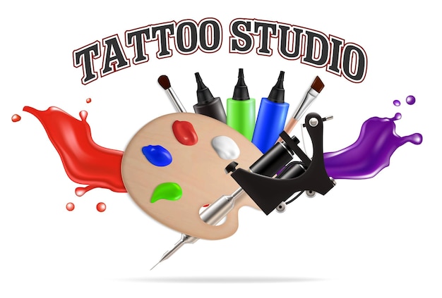 Tattoo studio label emblem logo vector template