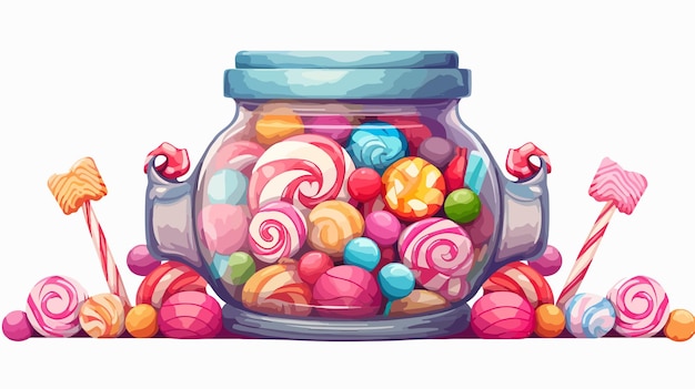 Vector tattoo style jar of candy cart scroll banner