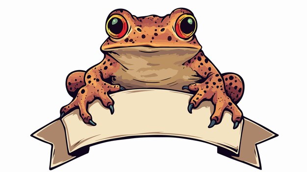 Vector tattoo style toad character scroll banner illustration