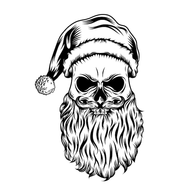 The tattoos ideas of the dead skull with the Christmas hat and little ball