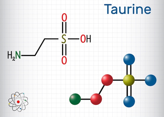 Vector taurine or 2aminoethanesulfonic acid molecule sheet of paper in a cage