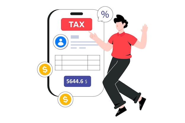 Tax App flat style design vector illustration. stock illustration