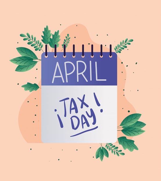 Tax day calendar and leaves vector design