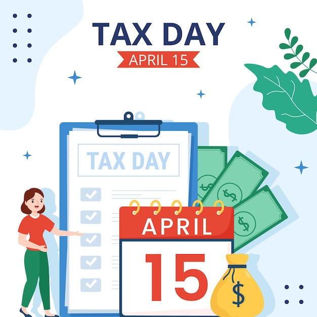 Tax Day Social Media Background Illustration Cartoon Hand Drawn Templates