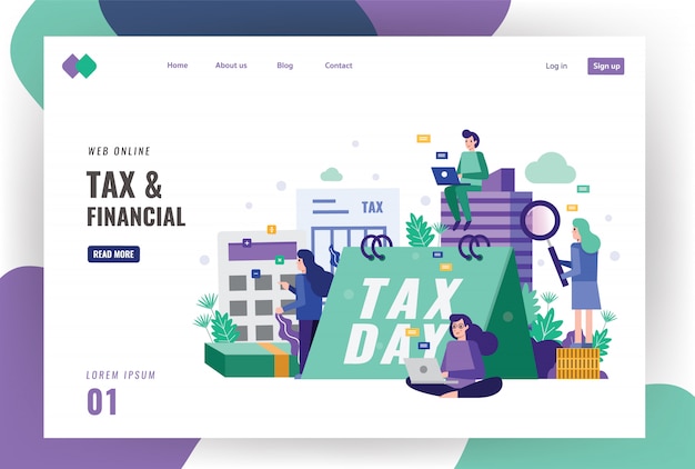 Tax and financial landing page template.