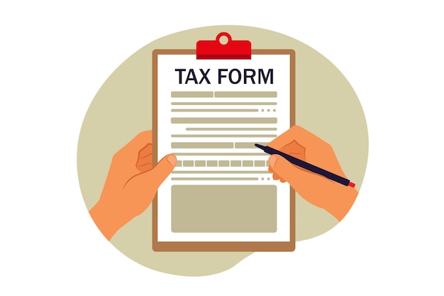 Tax form concept. Online tax payment. Vector illustration. Flat