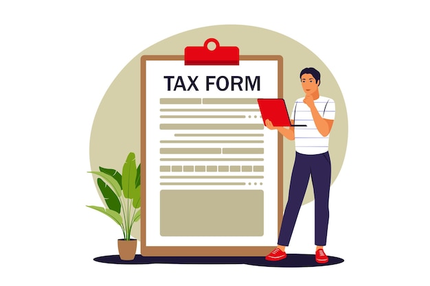 Tax form concept. Online tax payment. Vector illustration. Flat