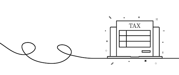 Tax form on the laptop Linear horizontal vector illustration