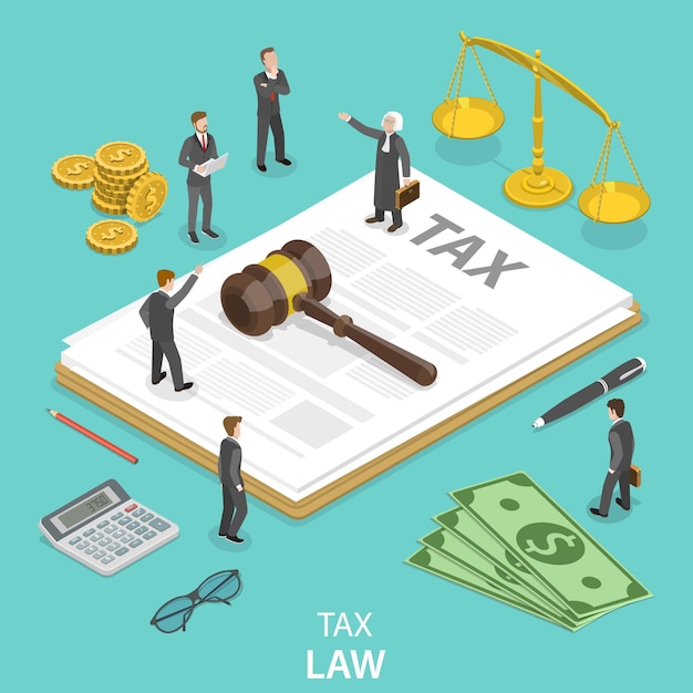 Tax law flat isometric concept