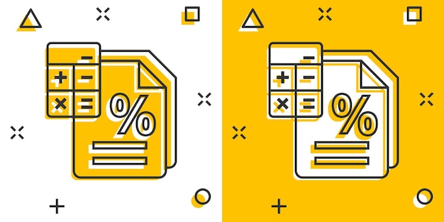 Tax payment icon in comic style Budget invoice cartoon vector illustration on white isolated background Calculate document splash effect business concept