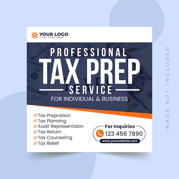 Tax Preparation Social Media Design income tax return service social media banner template