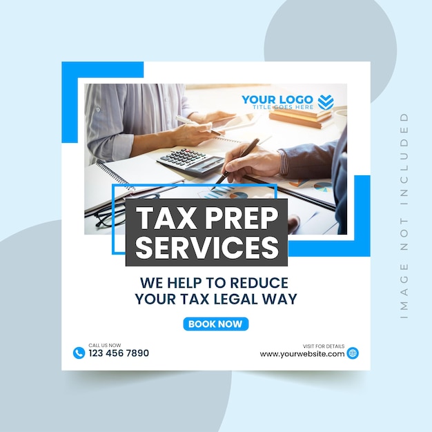 Tax Preparation Social Media Design income tax return service social media banner template