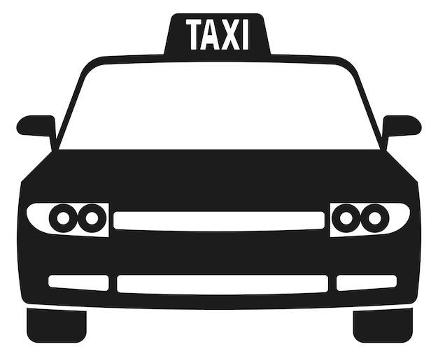 Taxi car front view Black auto icon isolated on white background