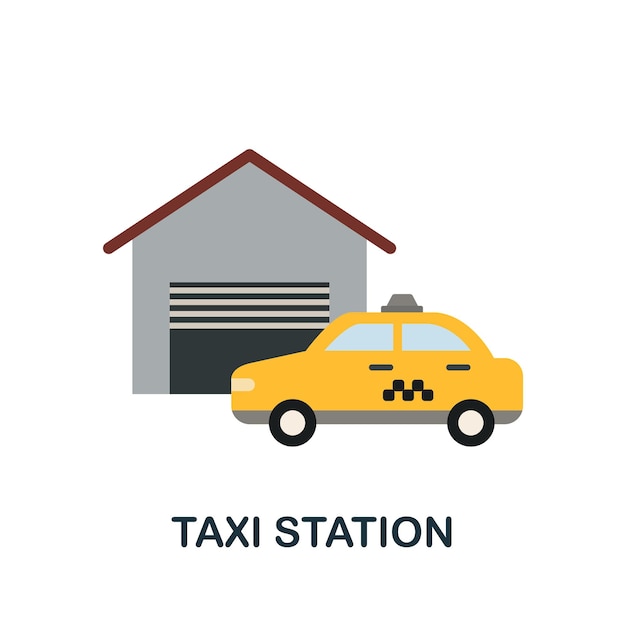 Taxi Station flat icon Colored sign from small business collection Creative Taxi Station icon illustration for web design infographics and more