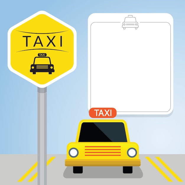 Taxi with Sign, Front View, Blank Space