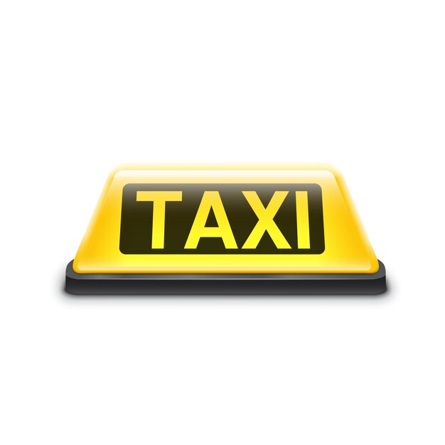 Vector taxi yellow car roof sign isolated on white