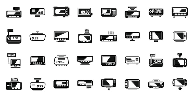 Taximeter icons set simple vector Auto trip