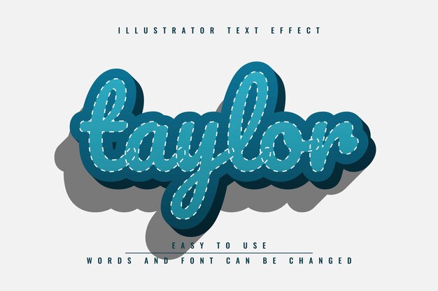 Vector taylor - illustrator editable text effect template design