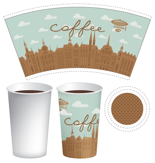 Vector tea or coffee paper cup template