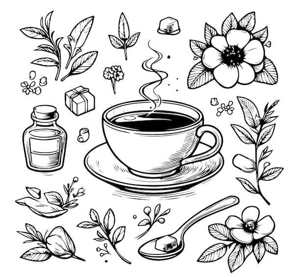 Tea cup vector outline