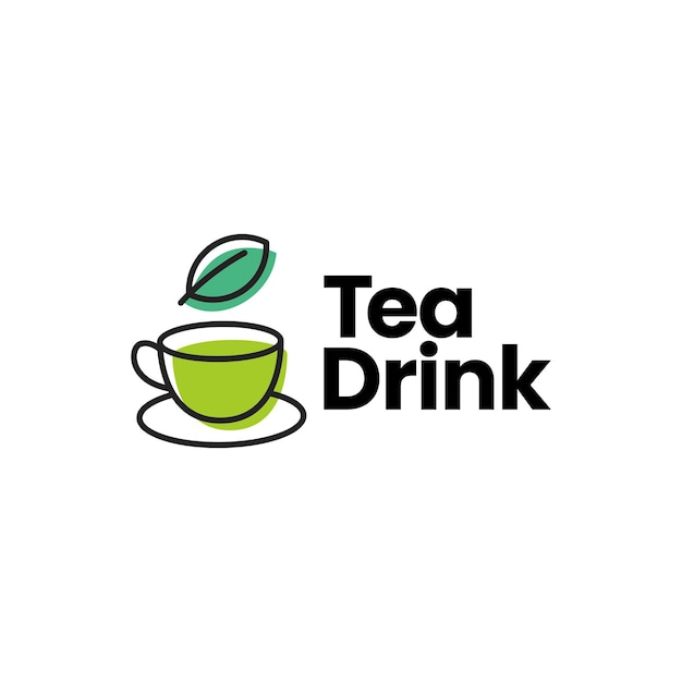 Tea drink cup leaf logo template