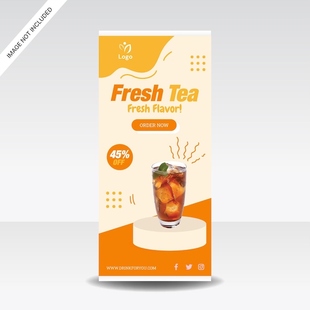 tea drink roll up banner store promotion design template