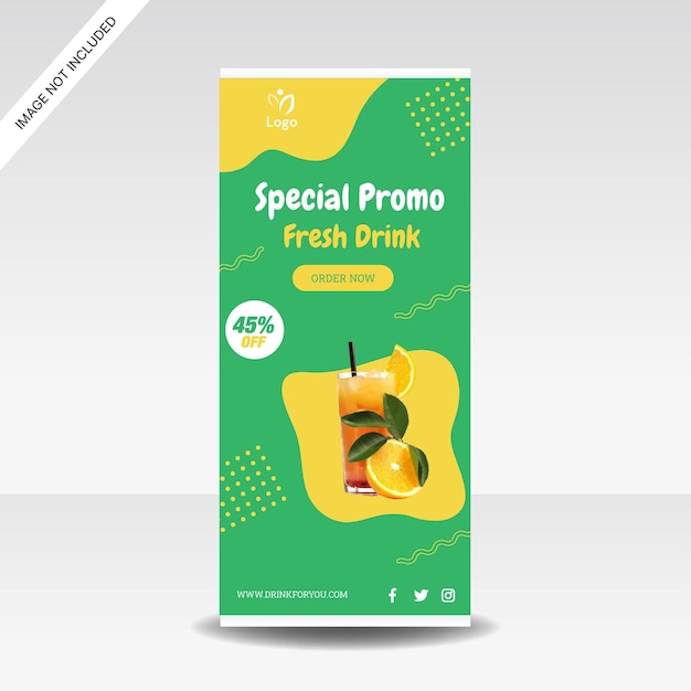 tea drink roll up banner store promotion design template