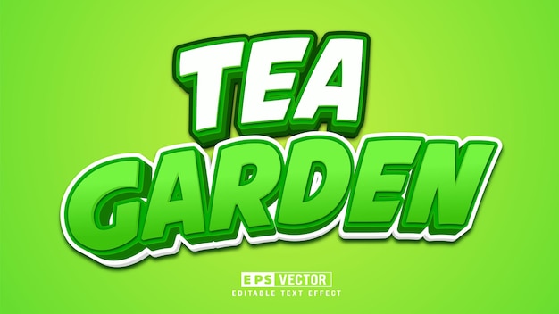 Tea Garden 3d Editable Text Effect Vector Smart Object