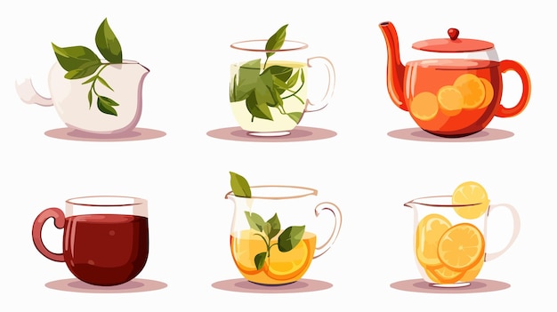 Tea Icons Vector Set on White Background