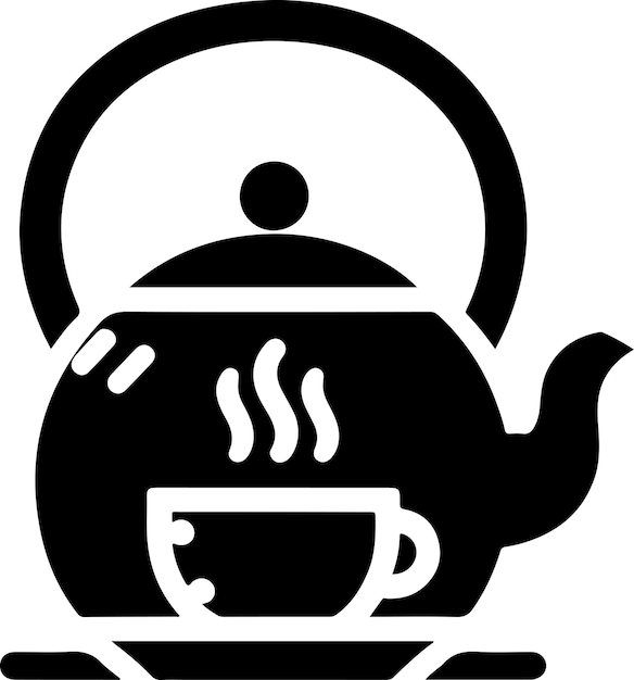 tea kettle vector icon with cup silhouette black color silhouette 6