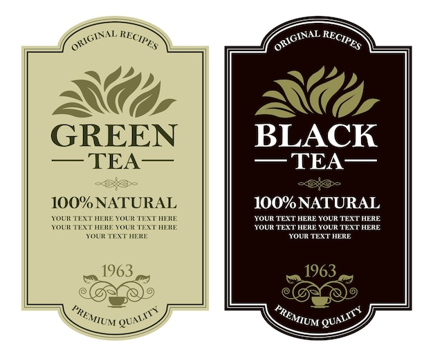 tea labels set