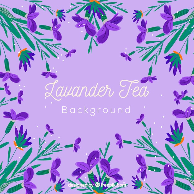 Tea leaves background with lavander aroma