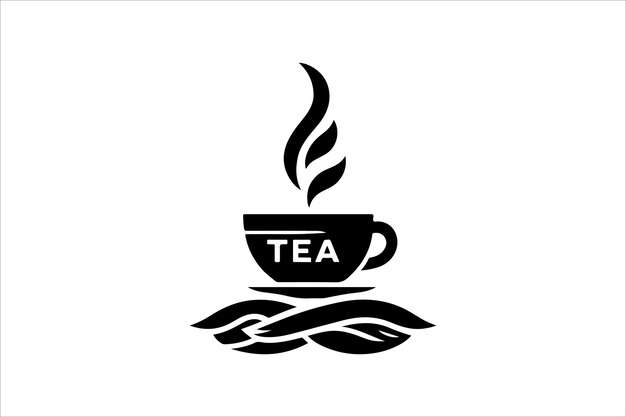 Vector tea logo black silhouette vector