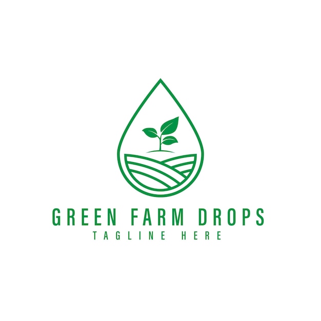 tea plantation logo with water drops