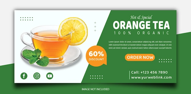 Tea promotion social media cover or banner template