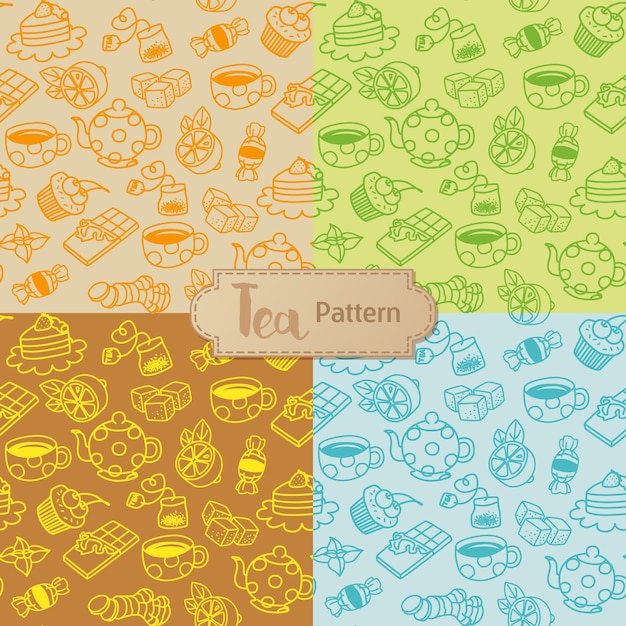 Tea seamless pattern cartoon vector illustration