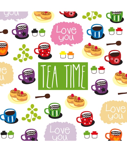 tea time doodle vector