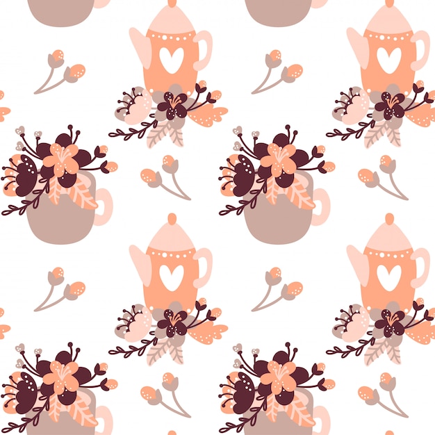 Tea time seamless pattern