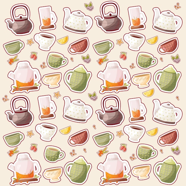 Tea time vector drawing delicious tea option Different versions of tea