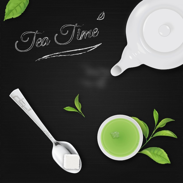 Tea Time with Black Background