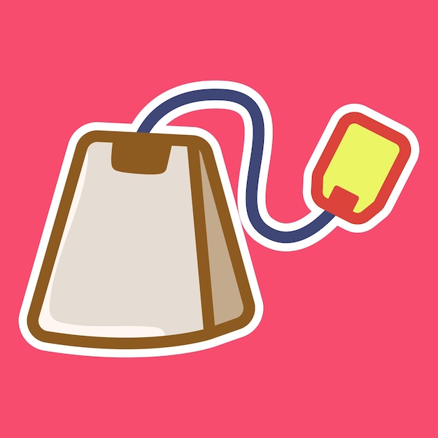 Teabag vector cartoon sticker isolated on background