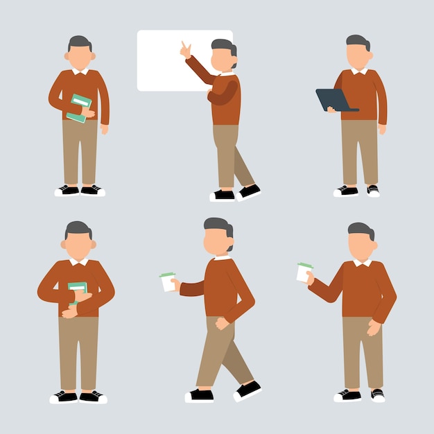 Teacher character flat vector illustration