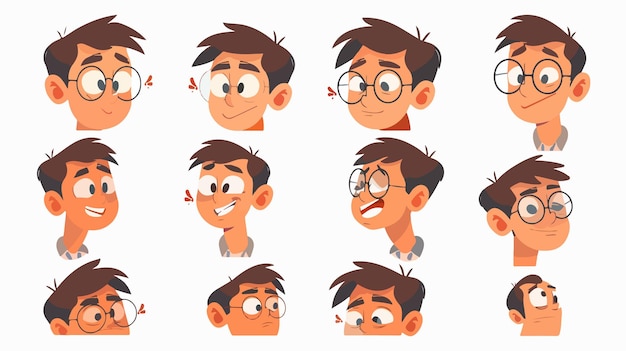 Vector teacher character heads different moods