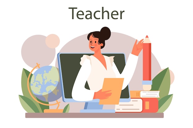 Vector teacher concept.  isolated flat vector illustration