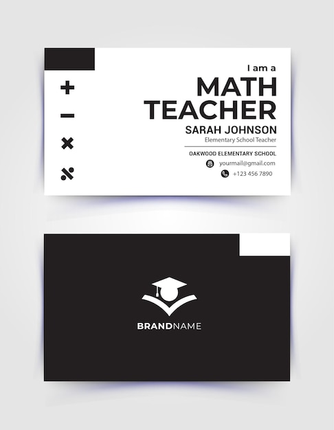 Teacher and Education business card design math teacher English teacher science teacher teach