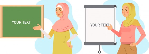 Vector teacher presenting the lesson with board illustration